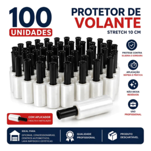 Kit 100 Filme Stretch Protetor De Volante Automotivo 10cm
